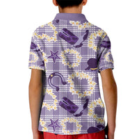 Aloha Hawaii Paniolo Lavender Palaka Kid Polo Shirt Coastal Rodeo - Polynesian Pride