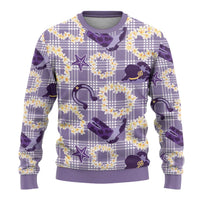 Aloha Hawaii Paniolo Lavender Palaka Ugly Christmas Sweater Coastal Rodeo - Polynesian Pride