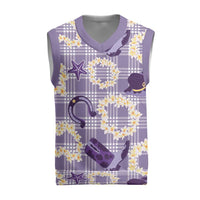 Aloha Hawaii Paniolo Lavender Palaka Christmas Knitted V-Neck Vest Coastal Rodeo - Polynesian Pride