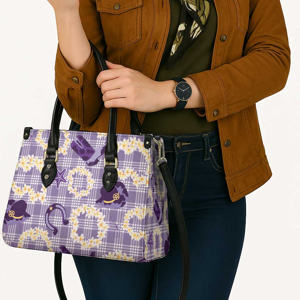 Aloha Hawaii Paniolo Lavender Palaka Leather Bag Coastal Rodeo LT7 - Polynesian Pride