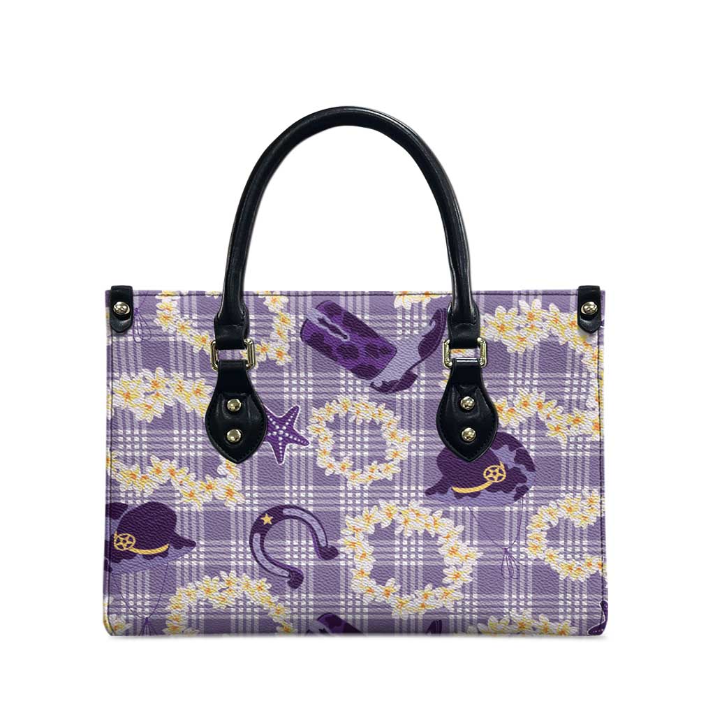 Aloha Hawaii Paniolo Lavender Palaka Leather Bag Coastal Rodeo LT7 - Polynesian Pride