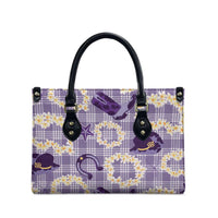 Aloha Hawaii Paniolo Lavender Palaka Leather Bag Coastal Rodeo LT7 - Polynesian Pride