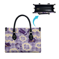 Aloha Hawaii Paniolo Lavender Palaka Leather Bag Coastal Rodeo LT7 - Polynesian Pride
