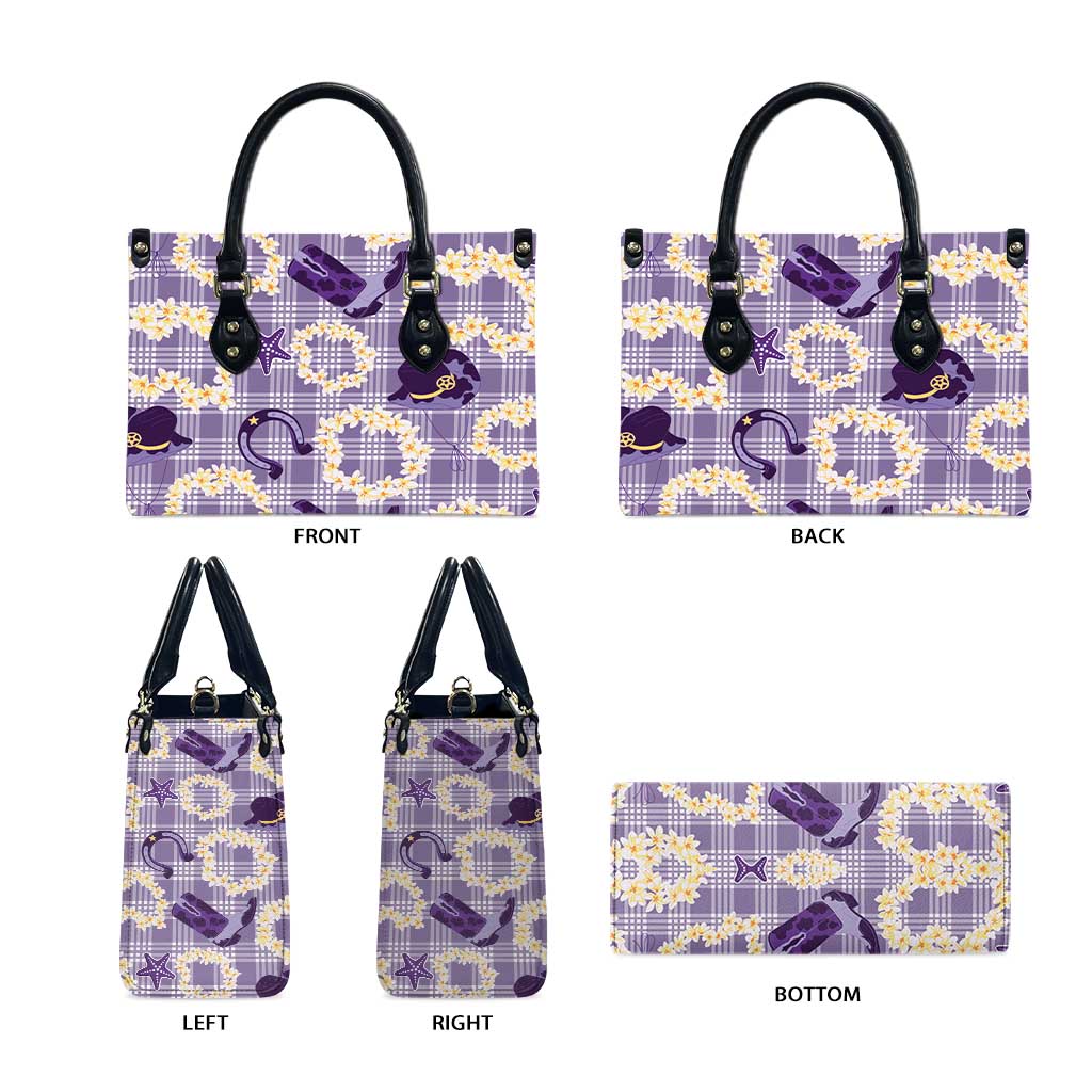 Aloha Hawaii Paniolo Lavender Palaka Leather Bag Coastal Rodeo LT7 - Polynesian Pride