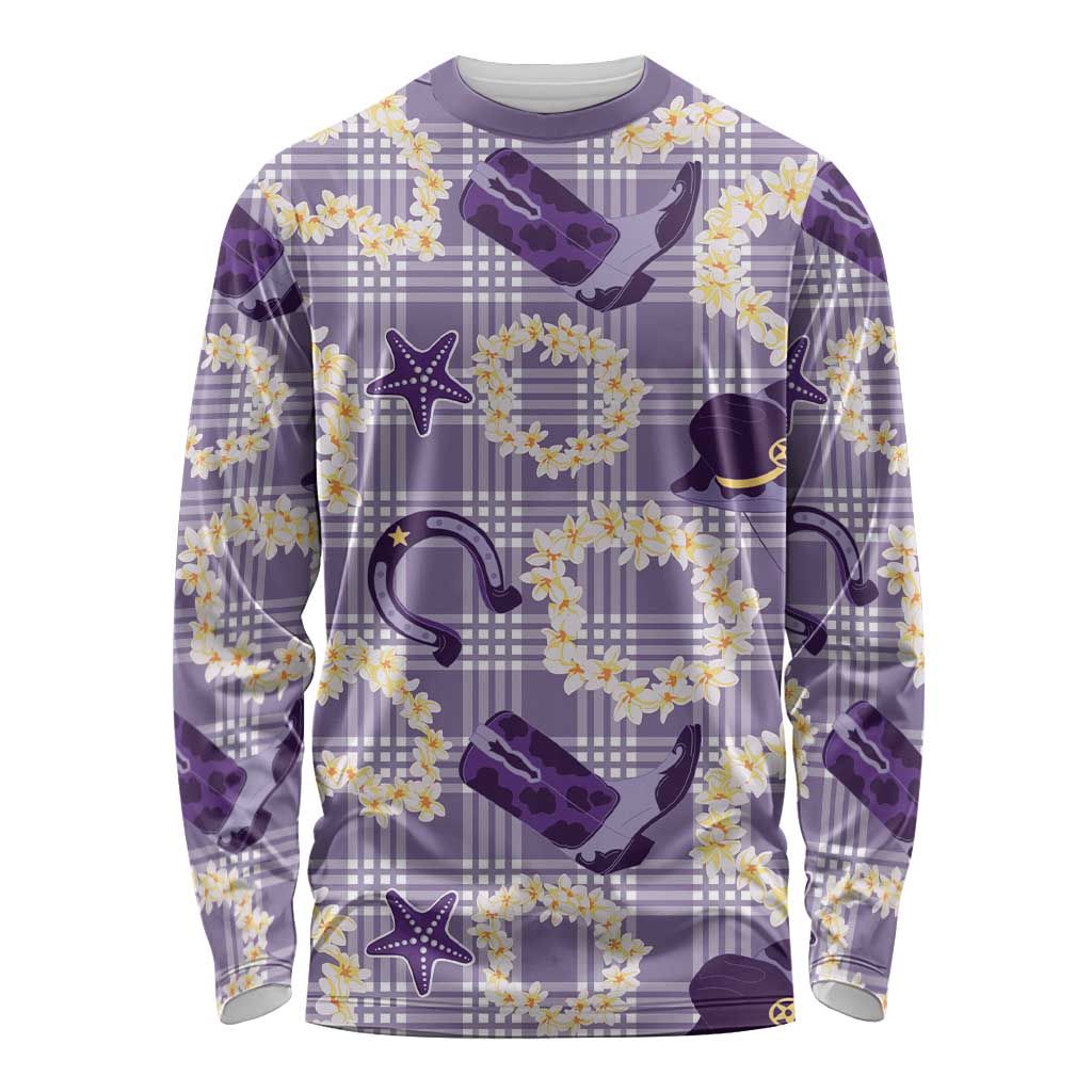Aloha Hawaii Paniolo Lavender Palaka Long Sleeve Shirt Coastal Rodeo - Polynesian Pride