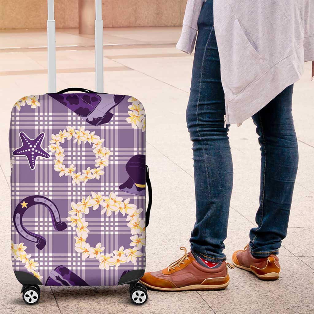 Aloha Hawaii Paniolo Lavender Palaka Luggage Cover Coastal Rodeo - Polynesian Pride