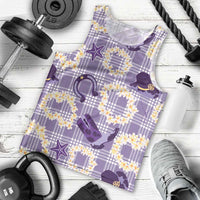 Aloha Hawaii Paniolo Lavender Palaka Men Tank Top Coastal Rodeo LT7 - Polynesian Pride