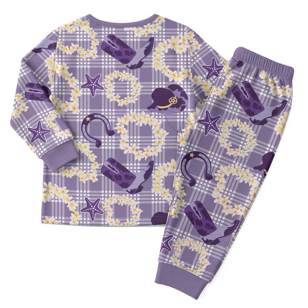 Aloha Hawaii Paniolo Lavender Palaka Christmas Pajama Set Coastal Rodeo - Polynesian Pride
