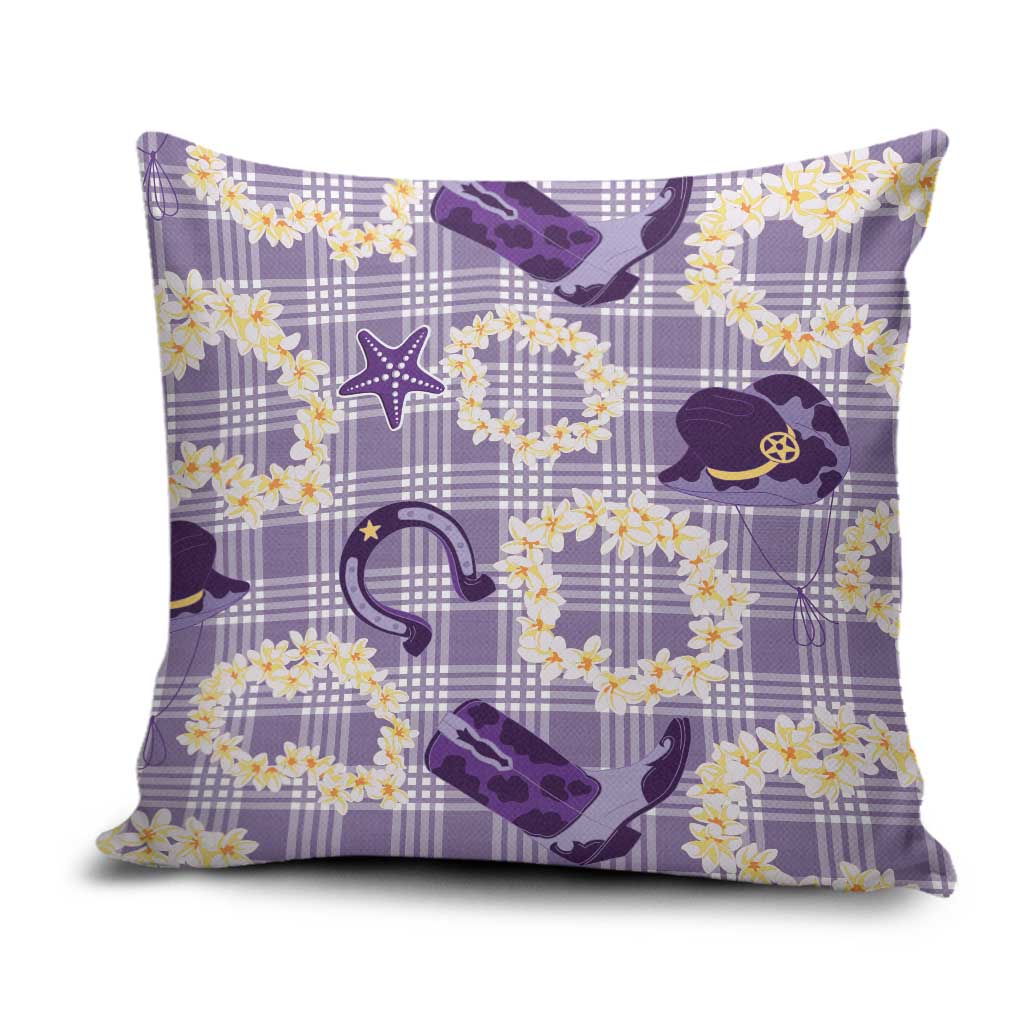 Aloha Hawaii Paniolo Lavender Palaka Pillow Cover Coastal Rodeo - Polynesian Pride