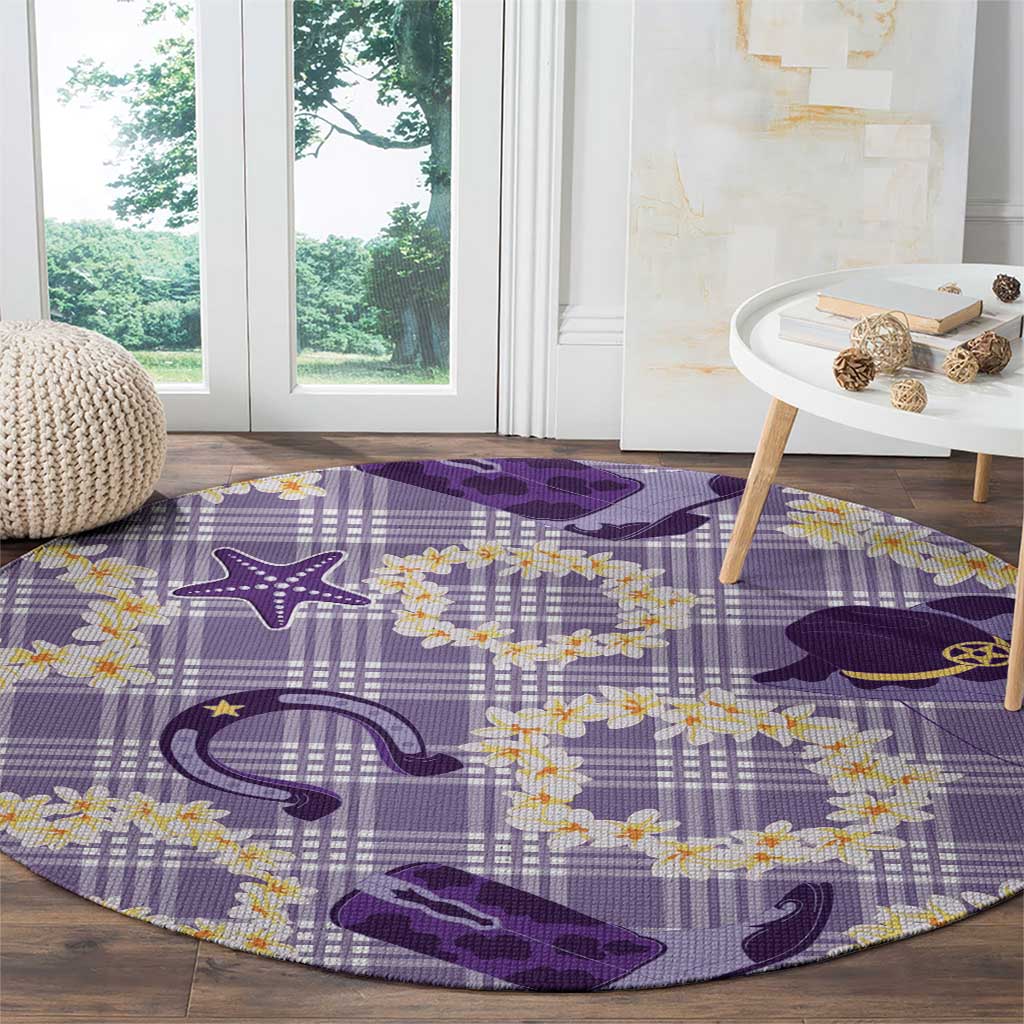 Aloha Hawaii Paniolo Lavender Palaka Round Carpet Coastal Rodeo - Polynesian Pride