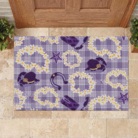 Aloha Hawaii Paniolo Lavender Palaka Rubber Doormat Coastal Rodeo - Polynesian Pride