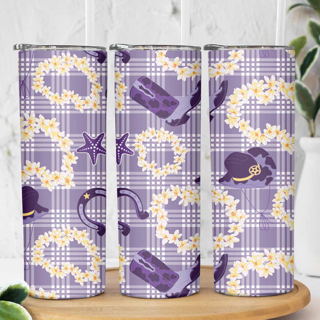 Aloha Hawaii Paniolo Lavender Palaka Skinny Tumbler Coastal Rodeo - Polynesian Pride