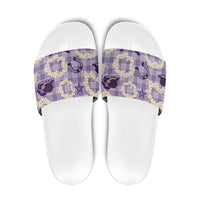 Aloha Hawaii Paniolo Lavender Palaka Slide Sandals Coastal Rodeo - Polynesian Pride