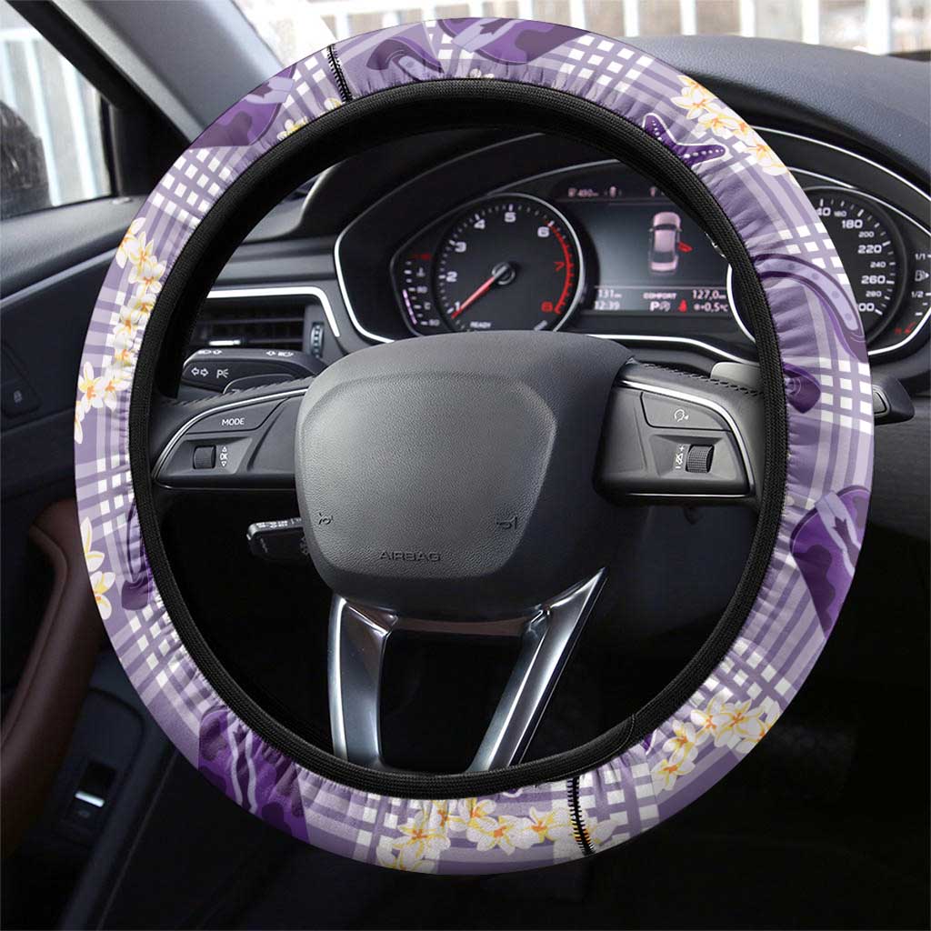 Aloha Hawaii Paniolo Lavender Palaka Steering Wheel Cover Coastal Rodeo LT7 - Polynesian Pride