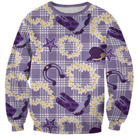Aloha Hawaii Paniolo Lavender Palaka Sweatshirt Coastal Rodeo - Polynesian Pride