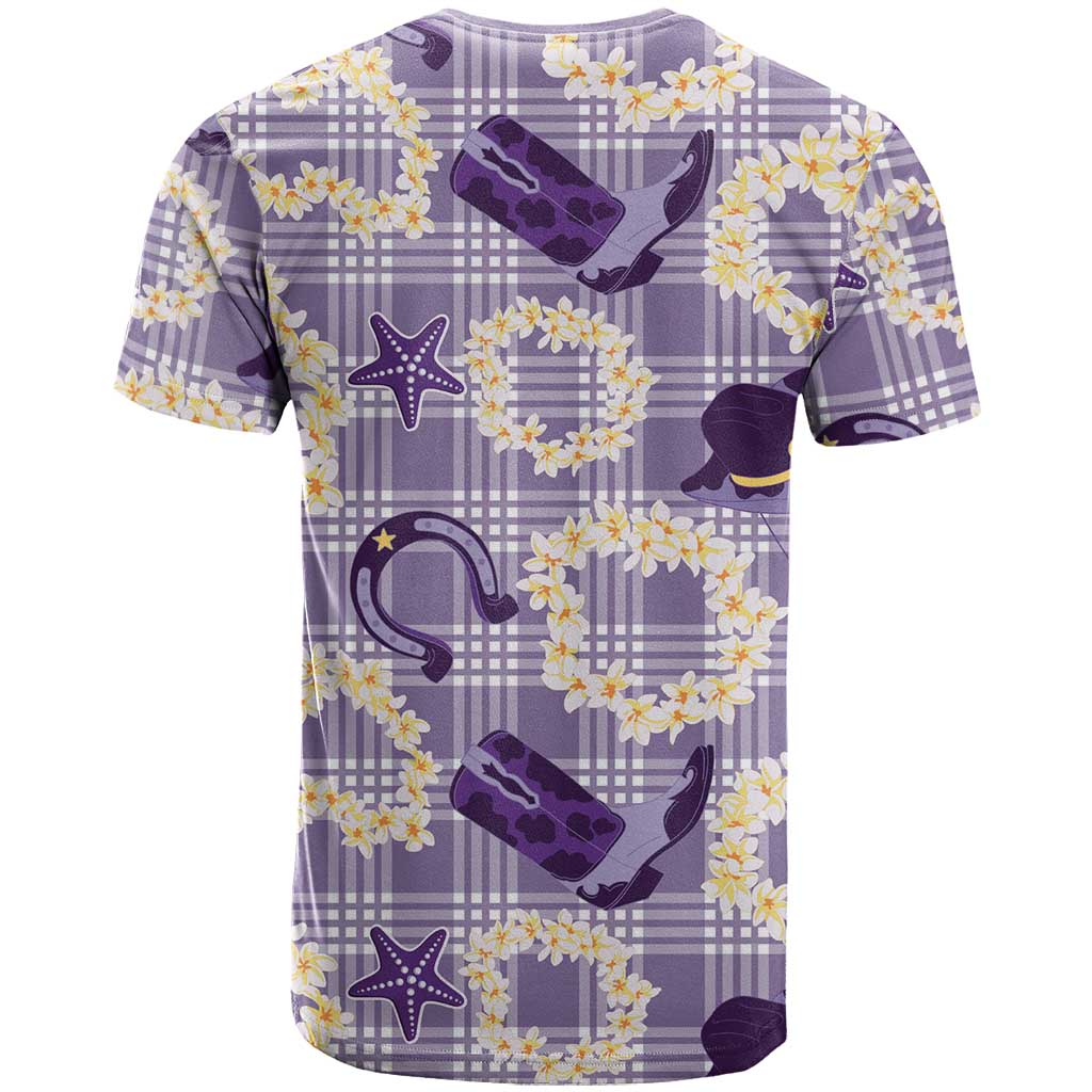Aloha Hawaii Paniolo Lavender Palaka T Shirt Coastal Rodeo - Polynesian Pride