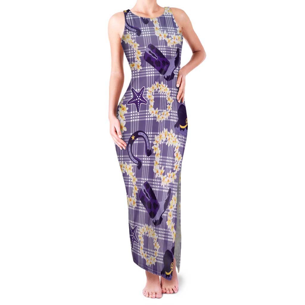 Aloha Hawaii Paniolo Lavender Palaka Tank Maxi Dress Coastal Rodeo - Polynesian Pride