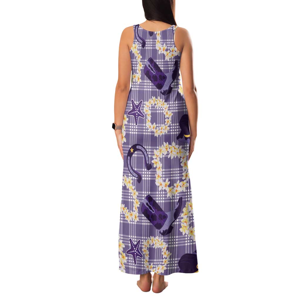 Aloha Hawaii Paniolo Lavender Palaka Tank Maxi Dress Coastal Rodeo - Polynesian Pride