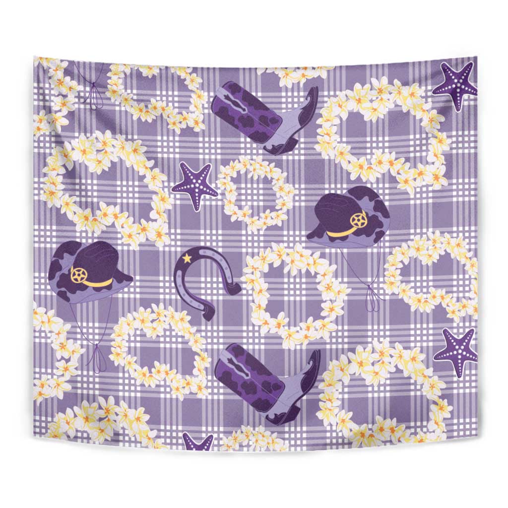 Aloha Hawaii Paniolo Lavender Palaka Tapestry Coastal Rodeo - Polynesian Pride