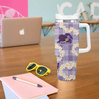 Aloha Hawaii Paniolo Lavender Palaka Tumbler With Handle Coastal Rodeo - Polynesian Pride