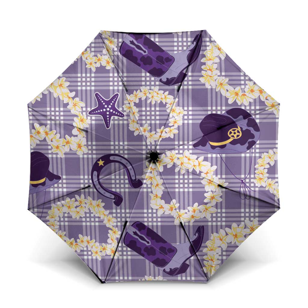 Aloha Hawaii Paniolo Lavender Palaka Umbrella Coastal Rodeo LT7 One Size Folded 11.42 inch Opened Diameter 37.4 inch Lavender - Polynesian Pride