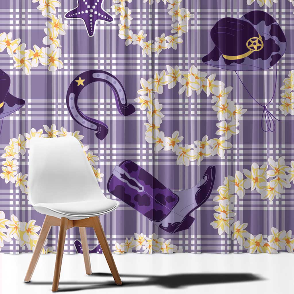 Aloha Hawaii Paniolo Lavender Palaka Window Curtain Coastal Rodeo - Polynesian Pride