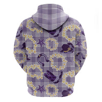 Aloha Hawaii Paniolo Lavender Palaka Zip Hoodie Coastal Rodeo - Polynesian Pride