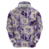 Aloha Hawaii Paniolo Lavender Palaka Zip Hoodie Coastal Rodeo - Polynesian Pride