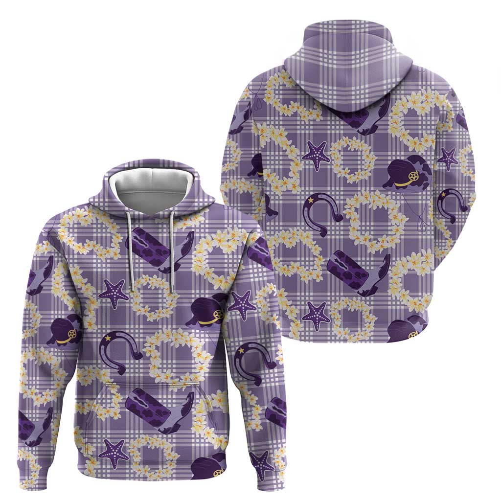 Aloha Hawaii Paniolo Lavender Palaka Zip Hoodie Coastal Rodeo - Polynesian Pride