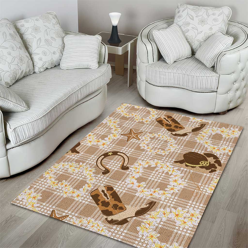 Aloha Hawaii Paniolo Khaki Palaka Area Rug Coastal Rodeo - Polynesian Pride