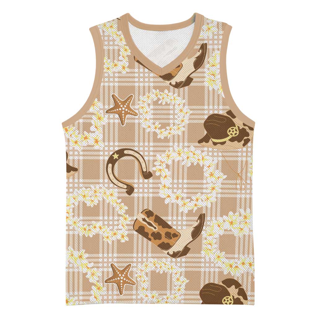 Aloha Hawaii Paniolo Khaki Palaka Basketball Jersey Coastal Rodeo - Polynesian Pride