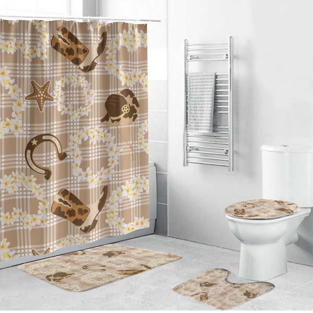 Aloha Hawaii Paniolo Khaki Palaka Bathroom Set Coastal Rodeo - Polynesian Pride