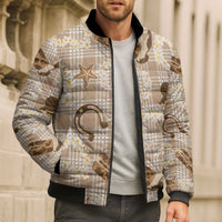 Aloha Hawaii Paniolo Khaki Palaka Bomber Puffer Jacket Coastal Rodeo LT7 - Polynesian Pride
