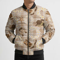 Aloha Hawaii Paniolo Khaki Palaka Bomber Puffer Jacket Coastal Rodeo LT7 - Polynesian Pride
