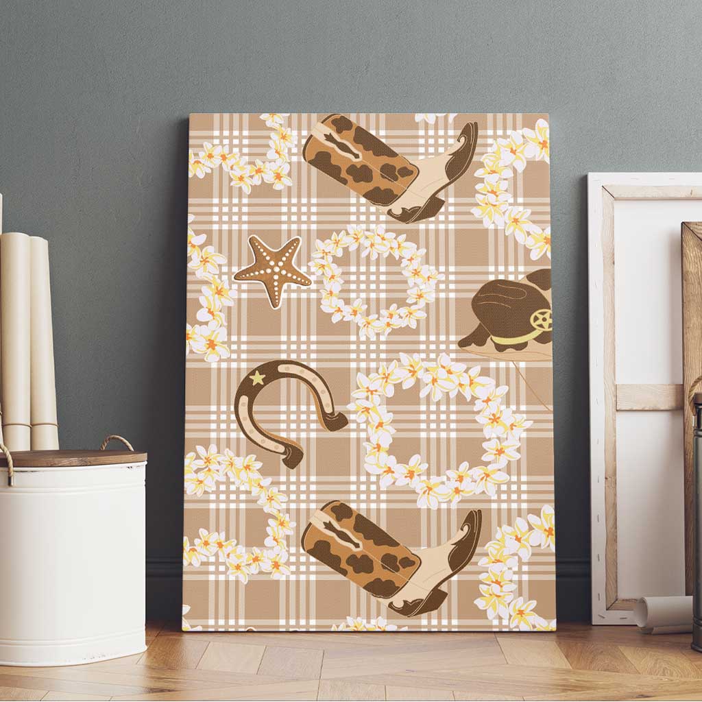 Aloha Hawaii Paniolo Khaki Palaka Canvas Wall Art Coastal Rodeo - Polynesian Pride