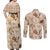 Aloha Hawaii Paniolo Khaki Palaka Couples Matching Off Shoulder Maxi Dress and Long Sleeve Button Shirt Coastal Rodeo - Polynesian Pride