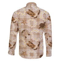 Aloha Hawaii Paniolo Khaki Palaka Family Matching Long Sleeve Bodycon Dress and Hawaiian Shirt Coastal Rodeo - Polynesian Pride