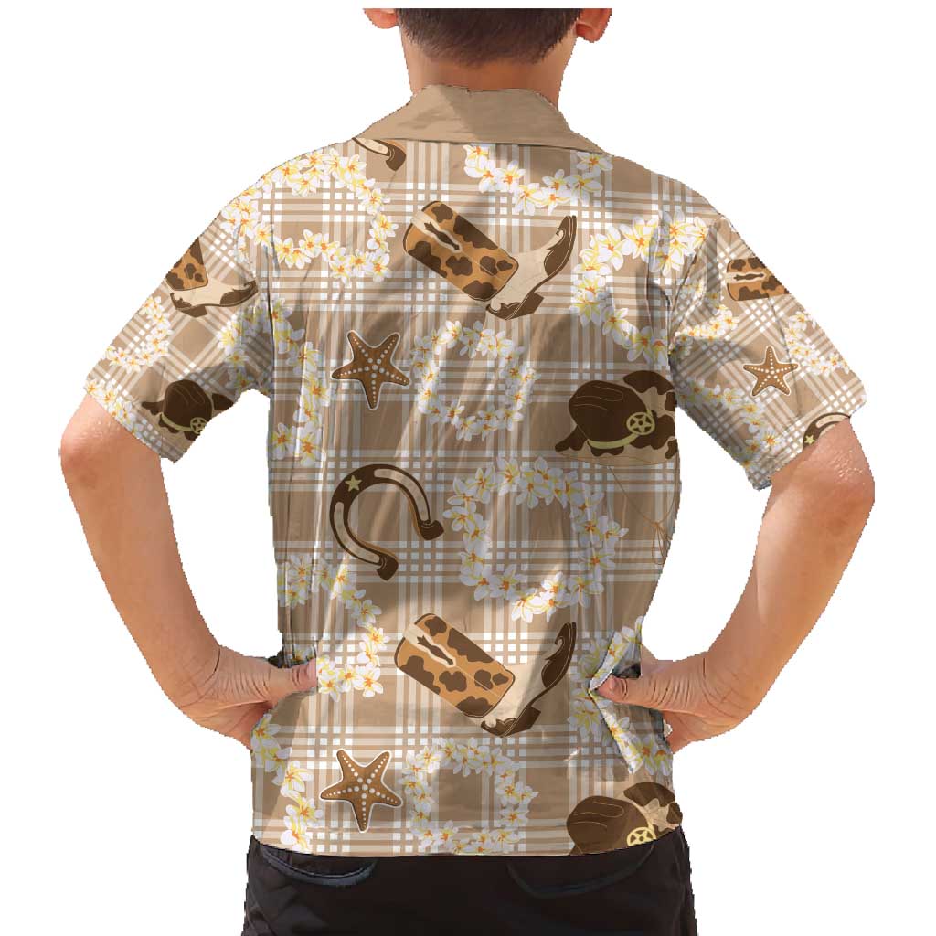 Aloha Hawaii Paniolo Khaki Palaka Family Matching Mermaid Dress and Hawaiian Shirt Coastal Rodeo - Polynesian Pride