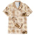 Aloha Hawaii Paniolo Khaki Palaka Family Matching Off The Shoulder Long Sleeve Dress and Hawaiian Shirt Coastal Rodeo - Polynesian Pride