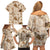 Aloha Hawaii Paniolo Khaki Palaka Family Matching Off Shoulder Short Dress and Hawaiian Shirt Coastal Rodeo - Polynesian Pride