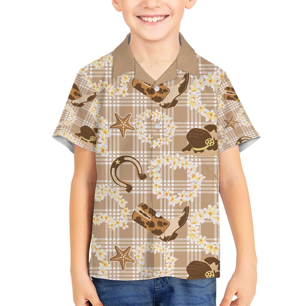 Aloha Hawaii Paniolo Khaki Palaka Family Matching Puletasi and Hawaiian Shirt Coastal Rodeo LT7 Son's Shirt Khaki - Polynesian Pride