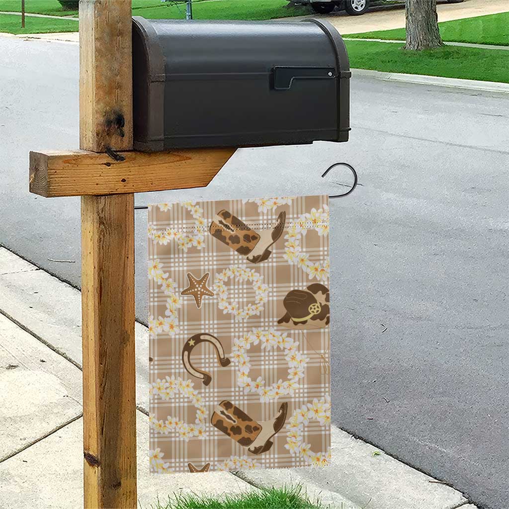 Aloha Hawaii Paniolo Khaki Palaka Garden Flag Coastal Rodeo - Polynesian Pride