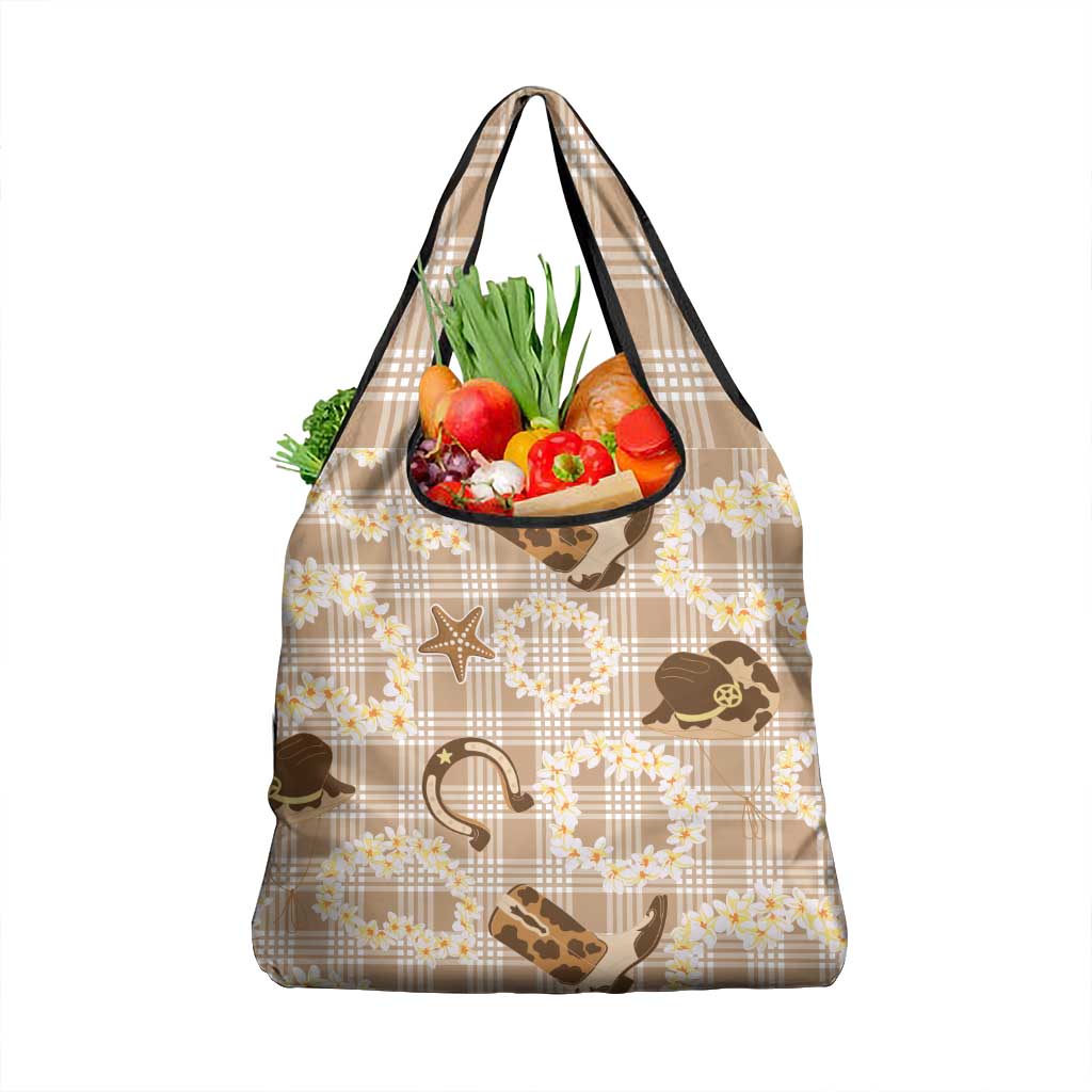 Aloha Hawaii Paniolo Khaki Palaka Grocery Bag Coastal Rodeo LT7 1-pack One Size Khaki - Polynesian Pride