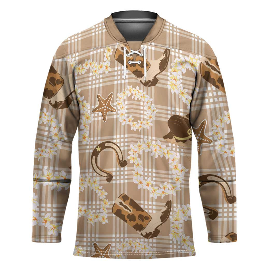 Aloha Hawaii Paniolo Khaki Palaka Hockey Jersey Coastal Rodeo LT7 Unisex Khaki - Polynesian Pride