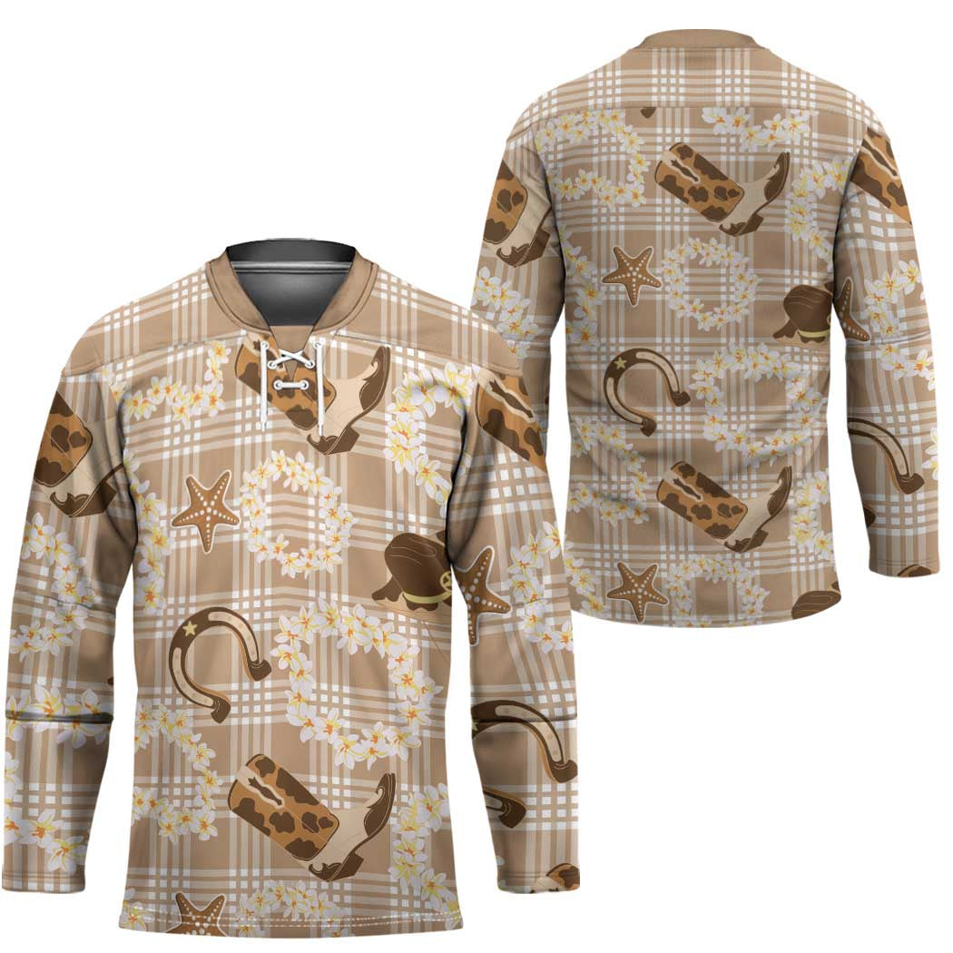 Aloha Hawaii Paniolo Khaki Palaka Hockey Jersey Coastal Rodeo LT7 - Polynesian Pride