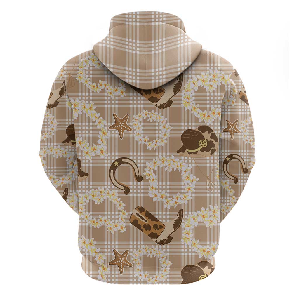 Aloha Hawaii Paniolo Khaki Palaka Hoodie Coastal Rodeo - Polynesian Pride