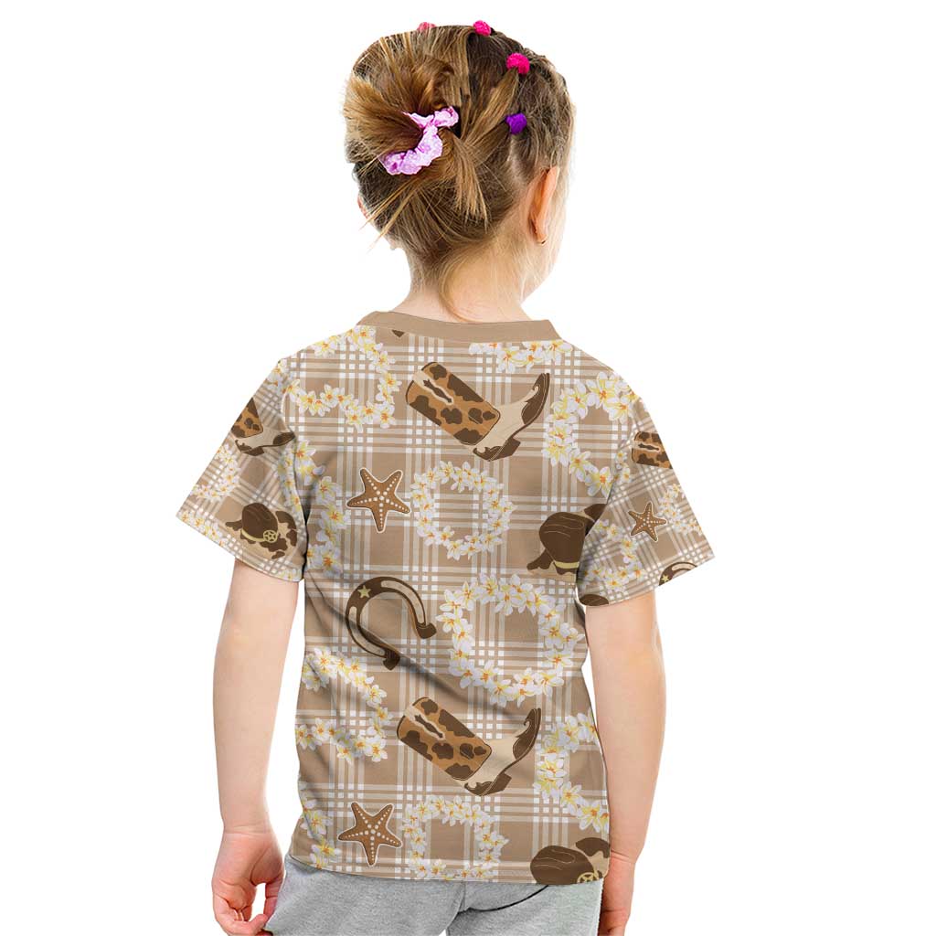 Aloha Hawaii Paniolo Khaki Palaka Kid T Shirt Coastal Rodeo - Polynesian Pride