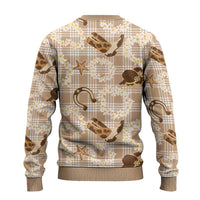 Aloha Hawaii Paniolo Khaki Palaka Ugly Christmas Sweater Coastal Rodeo - Polynesian Pride