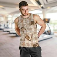 Aloha Hawaii Paniolo Khaki Palaka Men Tank Top Coastal Rodeo LT7 Khaki - Polynesian Pride