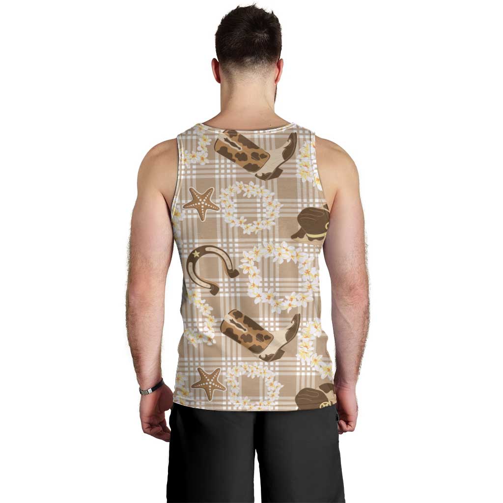 Aloha Hawaii Paniolo Khaki Palaka Men Tank Top Coastal Rodeo LT7 - Polynesian Pride